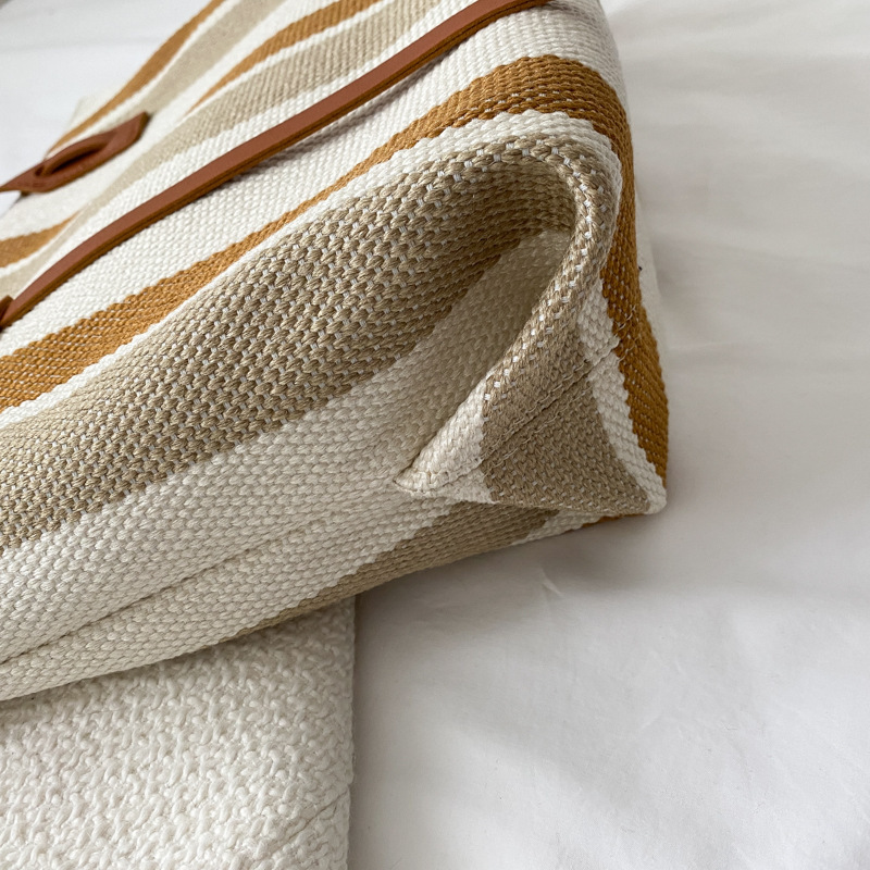 Bolsa de hombro coreana de gran capacidad para mujeres 2021 nuevo estilo simple bolso de mano casual a rayas verticales bolsa de moda