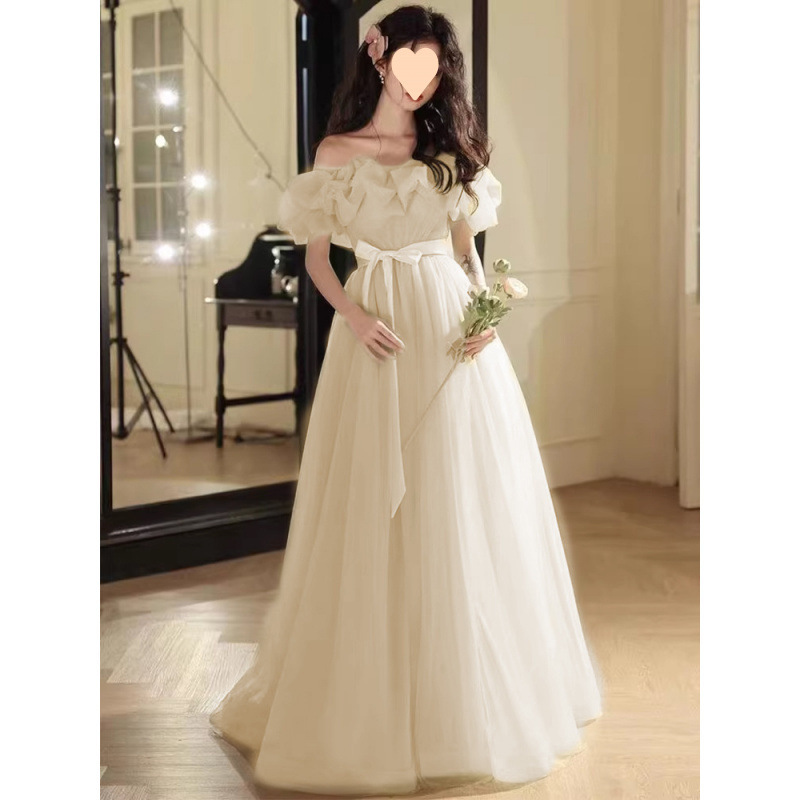 Robe de soirée légère à épaules dénudées pour femme, haut de gamme et luxueuse, idéale pour les fêtes annuelles et les examens d'art étudiants._voghion.com