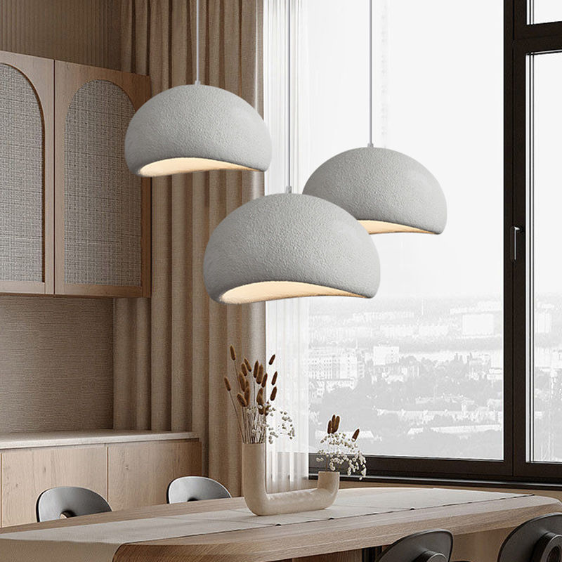 Hand Sculpted Hollow Wabi Sabi Cream Pendant Light, 1.5m Adjustable Cord E27 3 Colour Changing Hanging Lamp For Loft Duplex Dining Room Bedroom Café_voghion.com