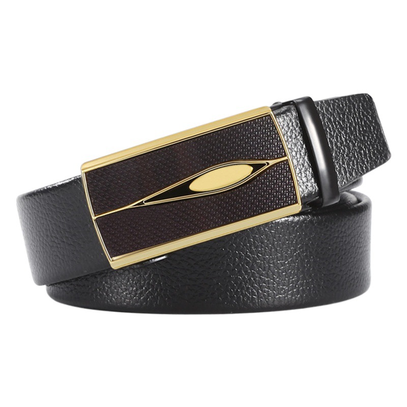 Hebilla automática de los hombres hebilla de hierro ribete Litchi patrón cinturón hombres de negocios versátil jeans cinturón en stock al por mayor