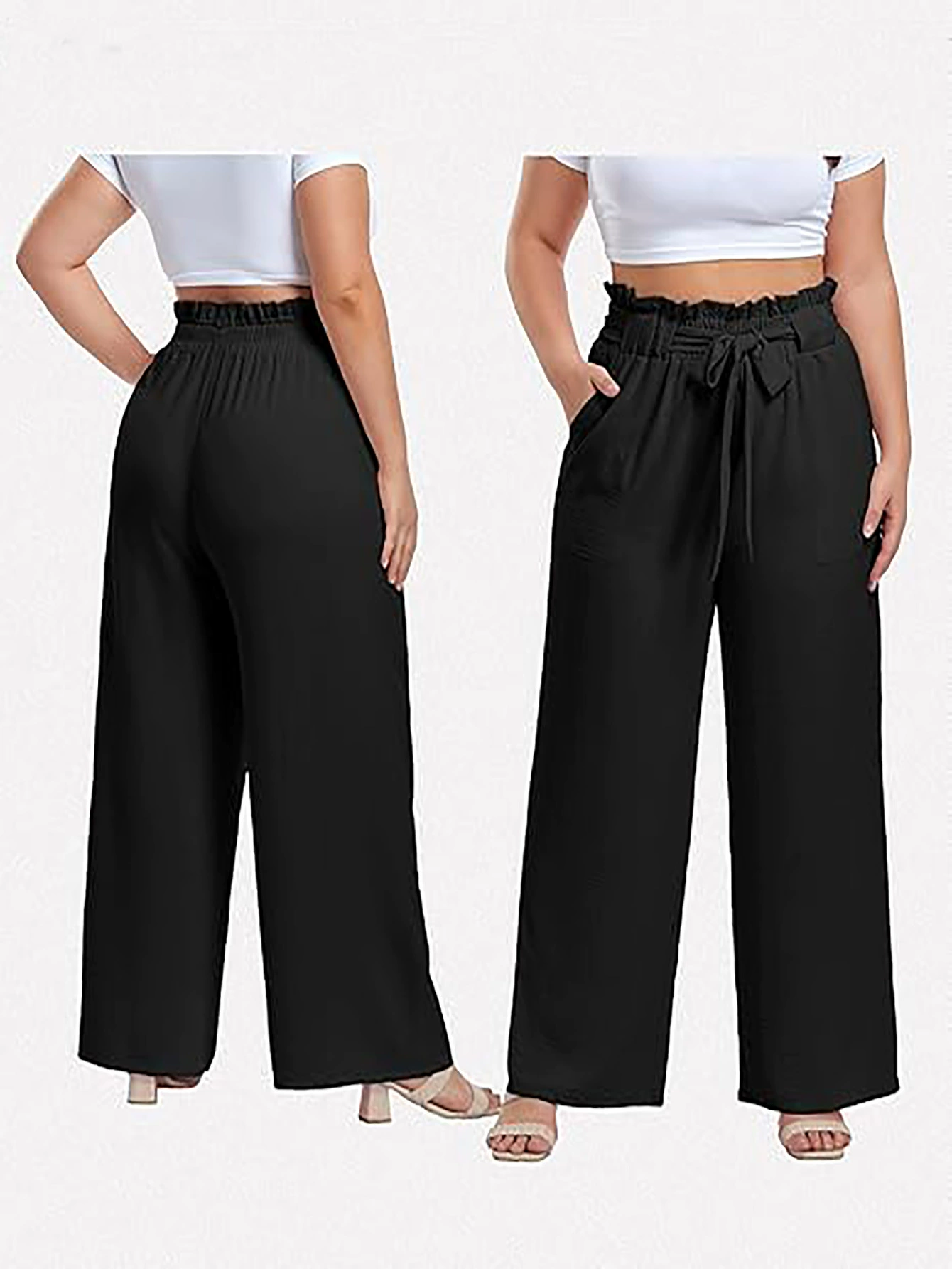 Trousers, (Cross-border trading), high waist, drawstring, plus size