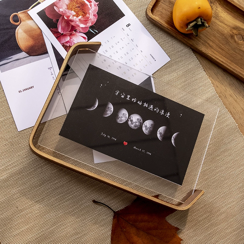 Двусторонняя акриловая фоторамка с натуральным деревом, DIY, несколько размеров (6", 7", 14×21 см)