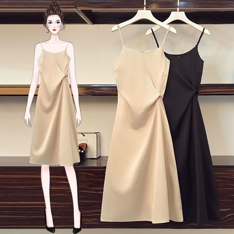 V-Neck Sling dress 2021 Summer New Matching Small Suit Jacket Tight Waist Slimming High-End Elegant Long Dress