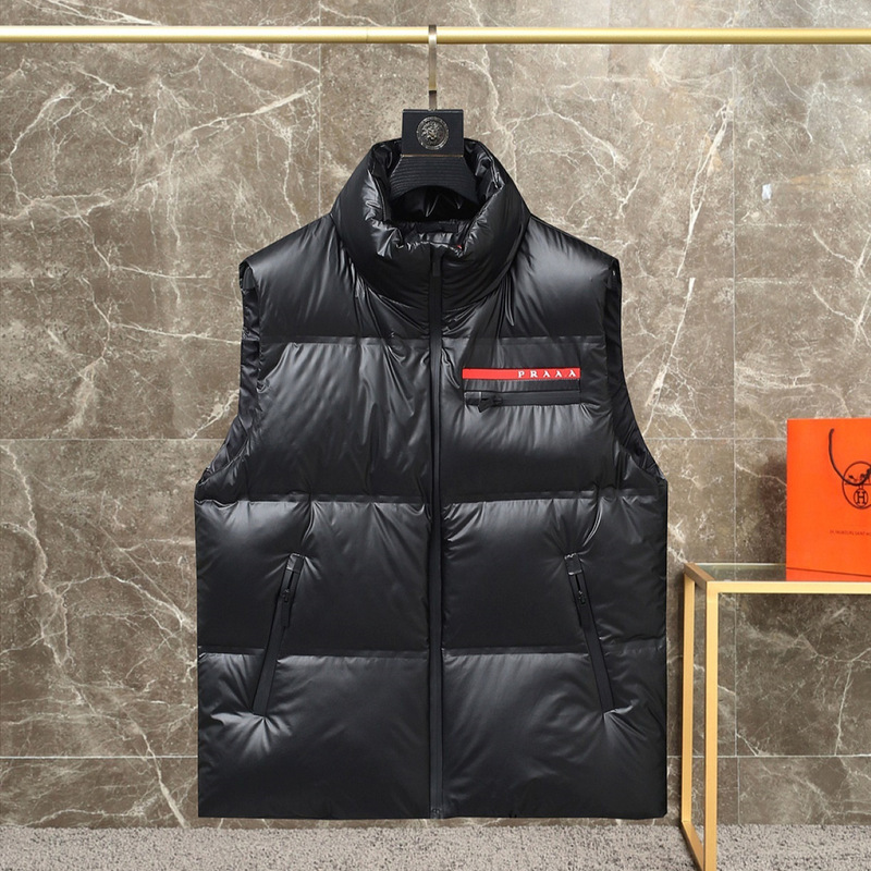 Correct Version of 25 Autumn and Winter New Mongolian Tnf Miu Miu Miu Pra Prajia Tb Hooded down Vest Jacket for Men