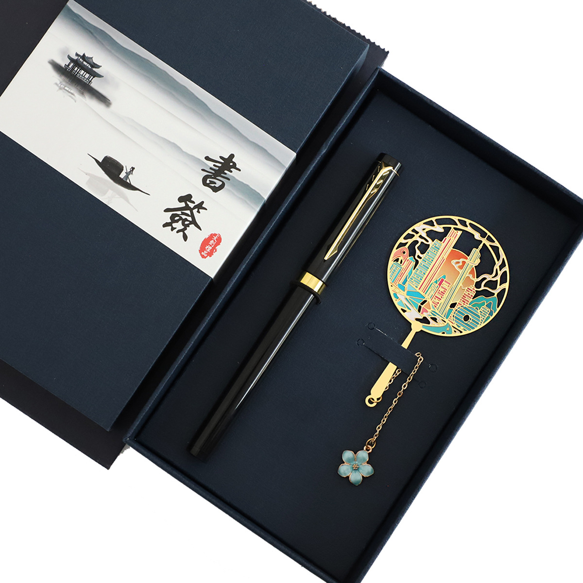 Guangzhou Tower pendant + black pen (blue box)