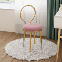 北歐輕奢燈泡椅網紅靠背化妝小圓凳簡約絨布座墊餐椅家用書桌凳
