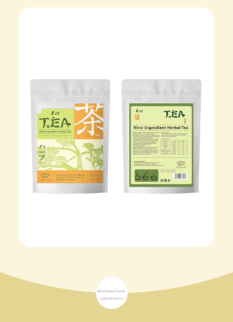 Nine-Ingredient Herbal Tea Jiu Wei Cao Ben Cha 5g x 12 Bags Sugar-Free Hot Brew Blend in use