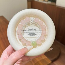 天然粉水晶岫玉手串手链轻奢高级感精致百搭夏日小清新温柔风手饰