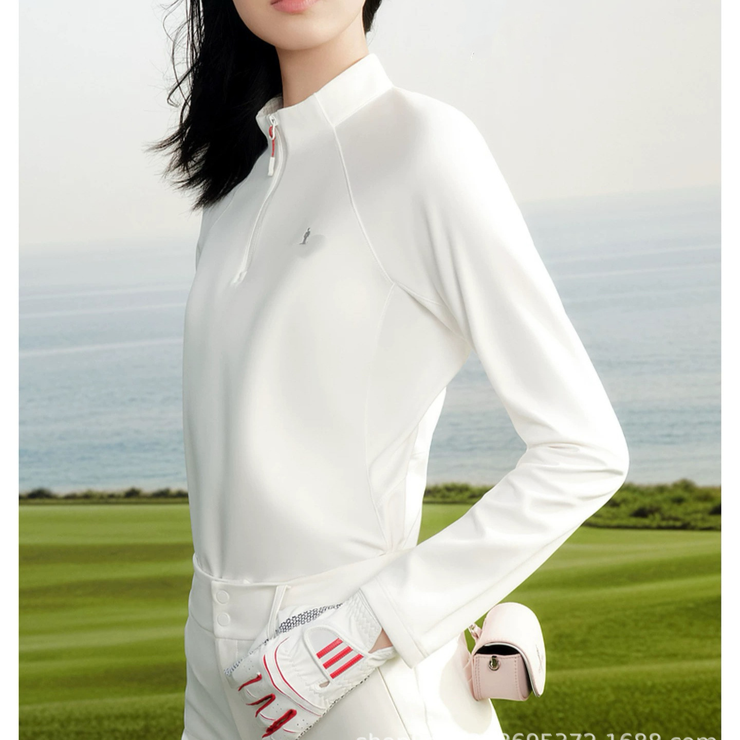 POLO衫女潮牌BYLF比音家同款半拉链女款运动高尔夫系列Polo长袖