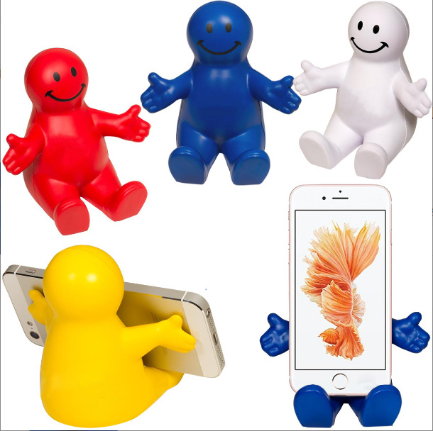 厂家直销高回弹手机支架PU发泡手机座笑脸小人减压玩具新品