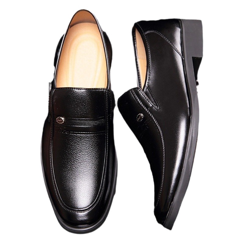Zapatos de cuero de los hombres de cuero suave clásico de negocios ropa formal casual transpirable zapatos de cuero de mediana edad y ancianos zapatos de papá entrega de una sola pieza