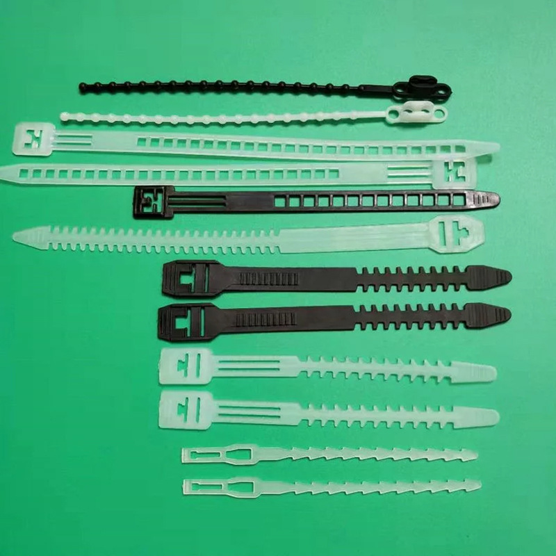 供应电源线捆扎梯形鱼骨扎带PE黑色鱼骨扎带重复使用梯形扎带厂家