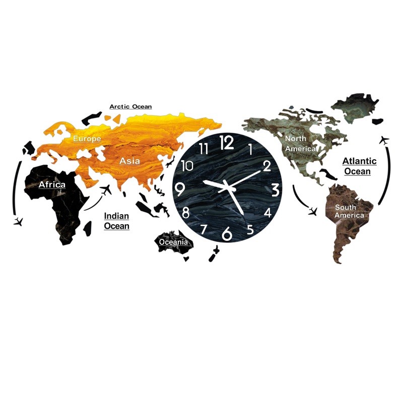 Art Bell Beauty Map Reloj de asiento creativo Adornos Accesorios para el hogar Sala de estar Escritorio Gabinete de TV Decoraciones Mesita de noche Reloj de mesa