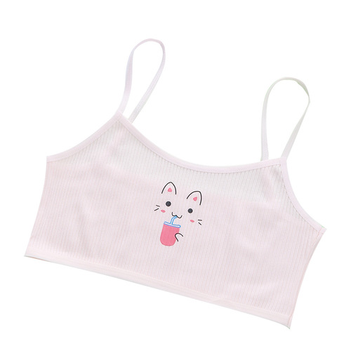 Thread-spool pure cotton developmental undergarment one-stage strapless backless bra single-layer anti-bulge elementary school girl's bra