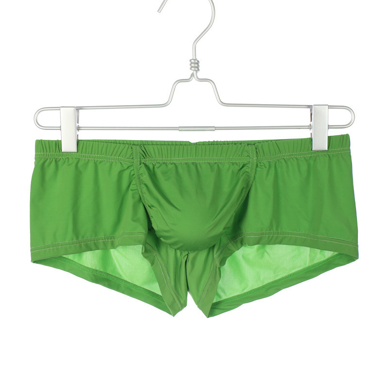 Arrugas boxeadores ropa interior de los hombres de color sólido Delgado U convexo sexy tallas grandes cintura baja boxeadores Comercio exterior hombres