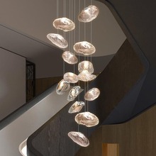 北欧设计师玻璃云朵灯复式楼别墅客厅楼梯间长吊灯饭店餐厅灯具