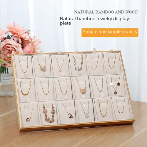 New bamboo wood jewelry necklace display stand, earring pendant storage rack, pearl jewelry display display prop