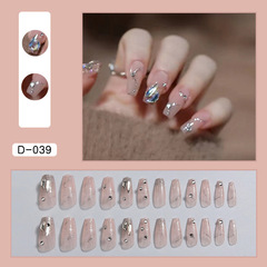 Hollywood Glamour Glitter Nails Nail Art Adhesive Nails Long Fashion Nails Removable Acrylic Nail Polish