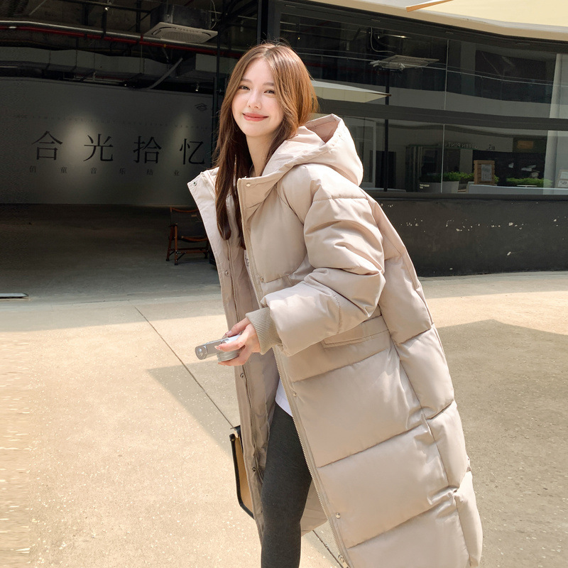 2025 invierno nuevo algodón mujer larga abrigo de algodón plumón grueso rodilla tobillo suelto chaqueta de algodón pan image 4