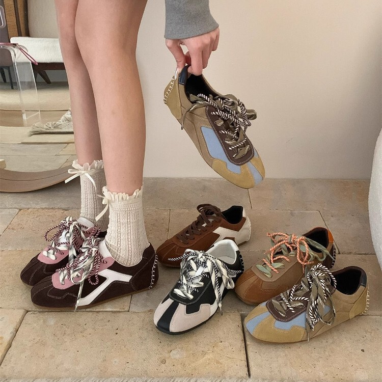 Full Cowhide~Billy Deconstructed German Training Shoes for Women 2026 New Outdoor Retro Double Shoelace Forrest Gump Sports Casual Shoes