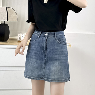2025 Plus Size Summer Clothes New Fashion Slim Denim Culottes 100kg Fat Girl Casual A-Line Skirt 7460