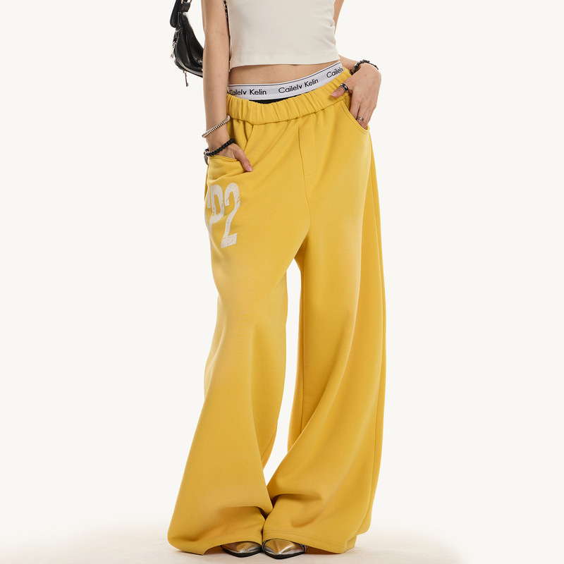 0123Start American Retro Draped Loose Sweatpants for Men and Women Hip-Hop Street Dance Casual Sports Straight Wide-Leg Pants