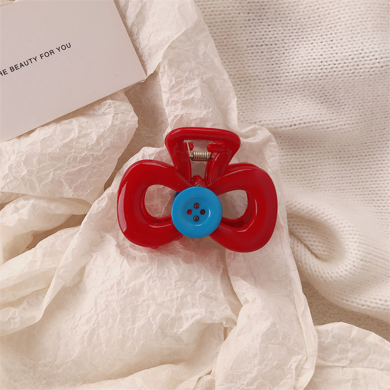 Diversión rojo lindo clip de agarre botón de mujer nuevo estilo de diseño de alto nivel clip de pelo de cabeza de pescado clip de pelo