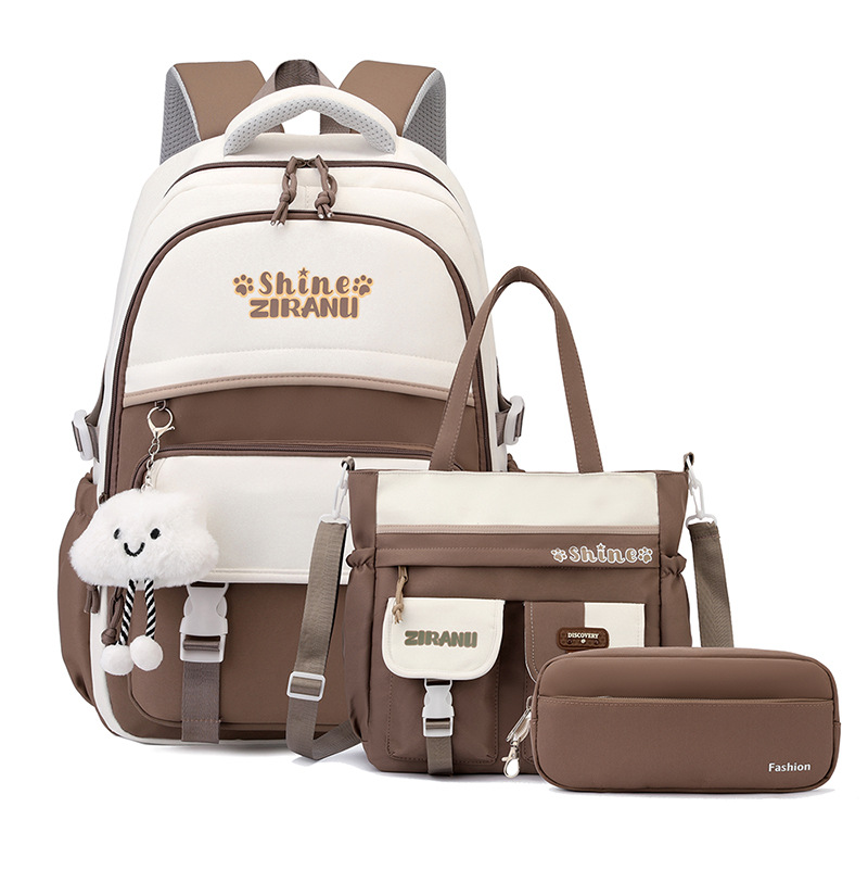 Mochila escolar transfronteriza para niñas, versión coreana elegante, gran capacidad, ligera, que reduce la carga y protege la columna vertebral, mochila de doble asa para estudiantes de secundaria.