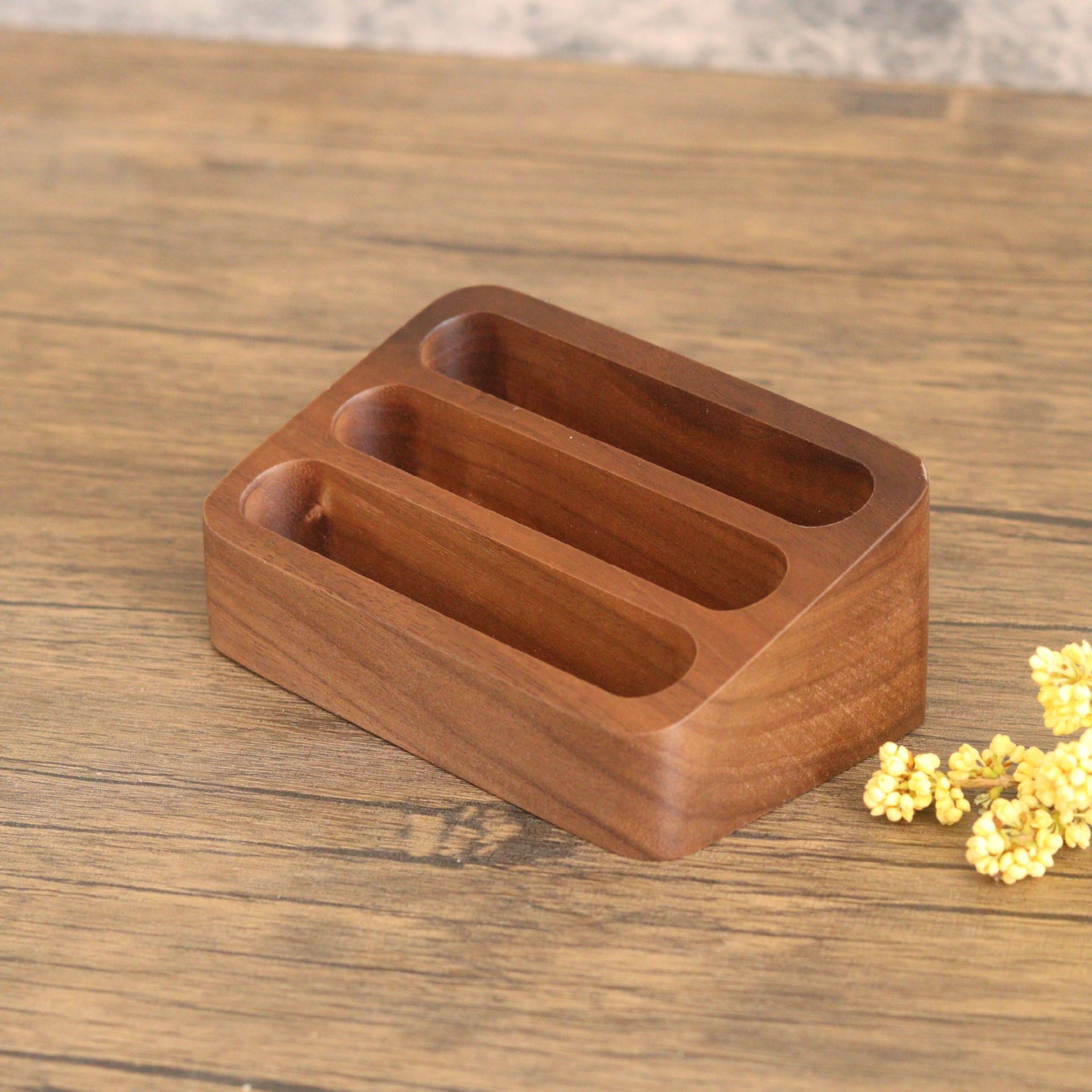 Creativo negro nogal Haya madera maciza titular de la tarjeta oficina de negocios titular de la tarjeta de visita caja de almacenamiento de la tarjeta titular de la tarjeta de visita