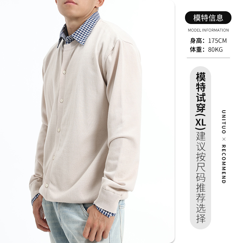 Cardigan de alta sensación de doble polo falso hombre otoño invierno suelto de manga larga suéter de punto chaqueta hombre