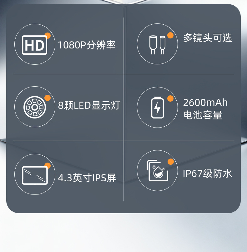 管道内窥镜高清摄像头工业用下水管道疏通检测汽修发动机可视探头