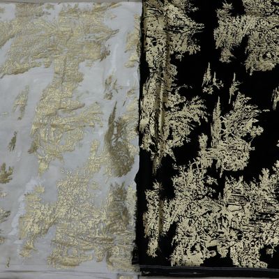 梭織絲燙金粘絨絲絨面料襯衫睡裙旗袍高品質女裝布料現貨批發