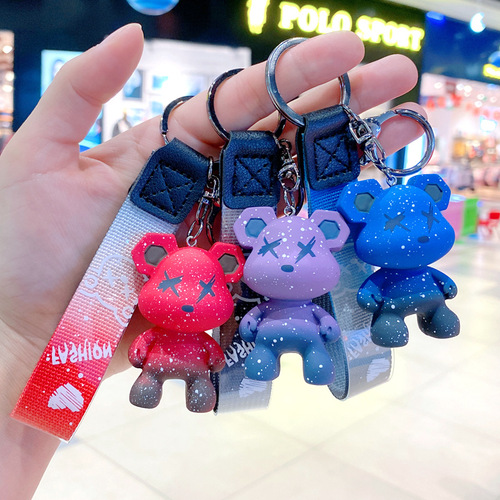 Cartoon Resin Chameleon Bear Keychain Cute Trendy Fashion Car Keychain Couple Bag Pendant Wholesale