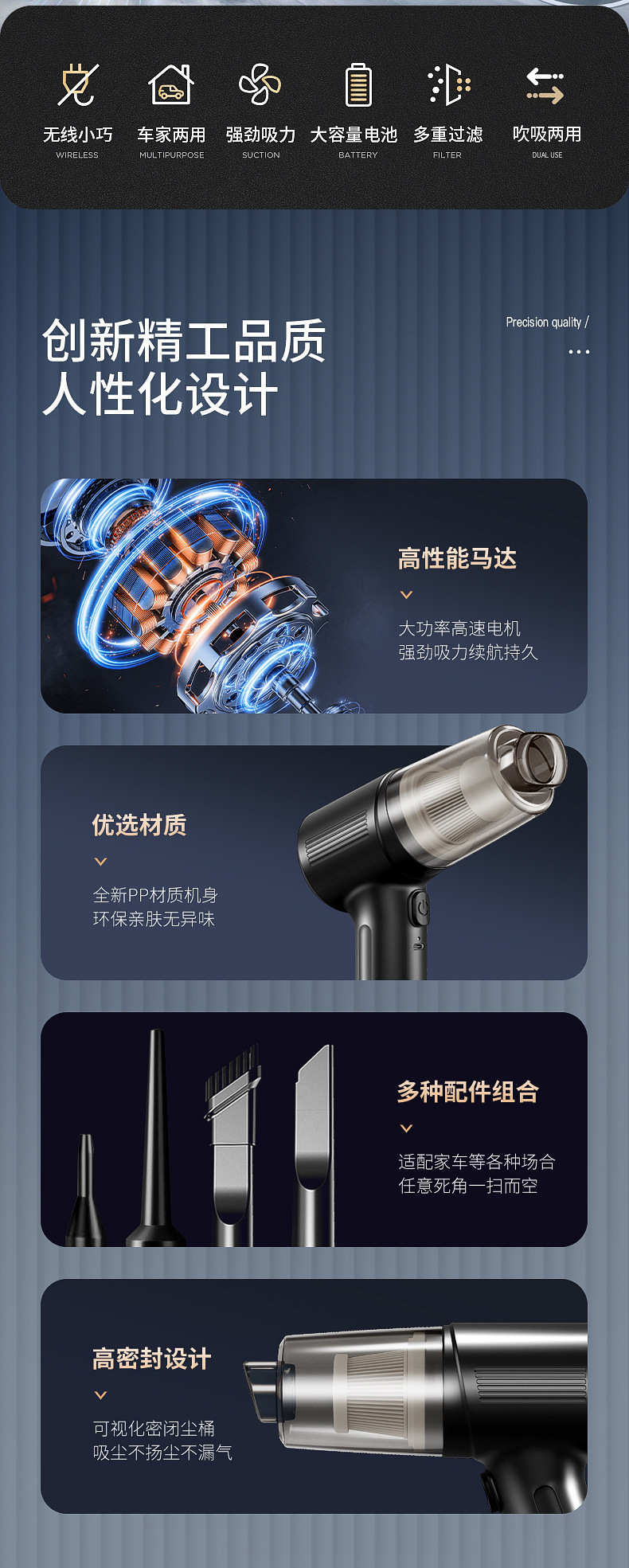 Car Vacuum Cleaner Wireless Multi-Function Handheld Portable Suction and Blowing Integrated Car Vacuum Cleaner High Power Mini