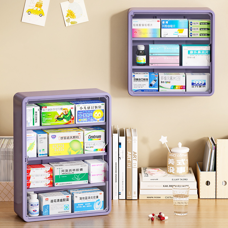Non-perforated Wall-mounted Medicine Box Multi-layer Household Medicine Box Large Capacity Medicine Storage Box Wall-mounted Medicine Storage Rack