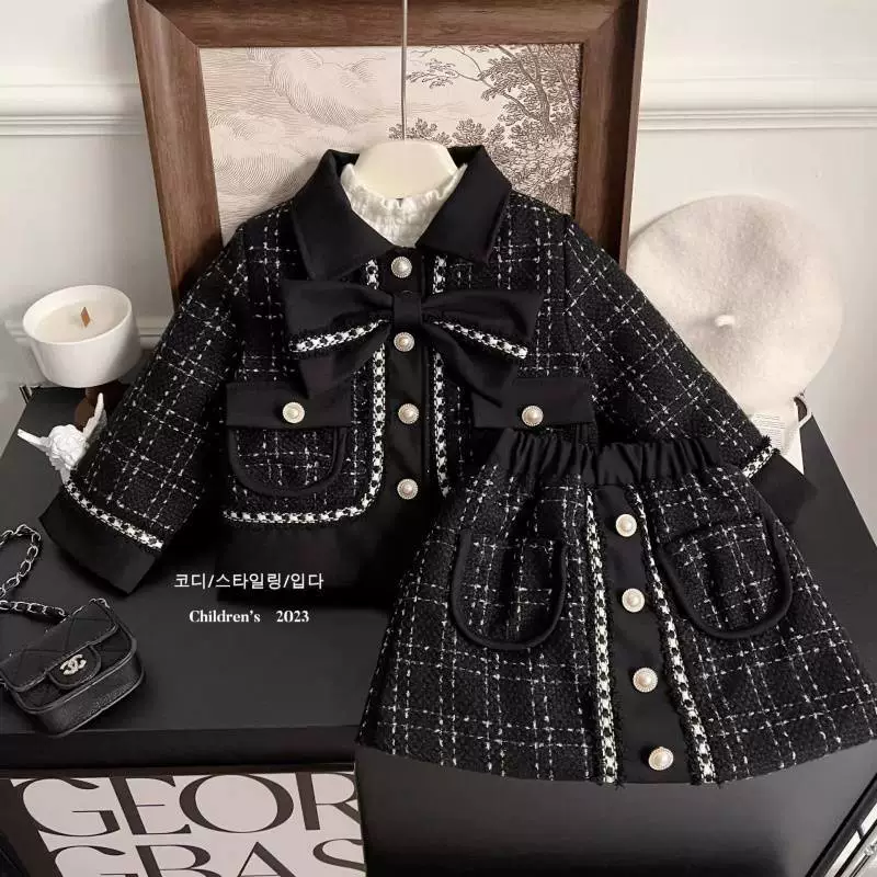 Зимний комплект для отдыха, стеганое детское платье, стиль Chanel, городской стиль, утолщённый
