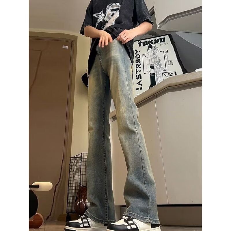 Machete Micro-Lar Jeans Men's Spring and Summer American High Street Vibe Pants Slim-Fit Slimming Straight Micro-Lar Pants