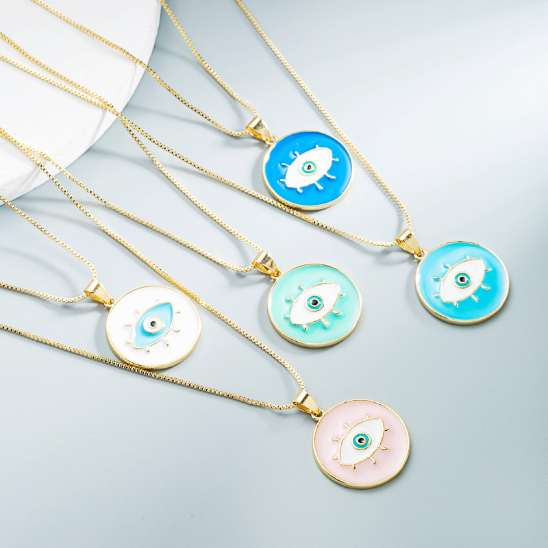 wholesale jewelry copper eye round pendant necklace Nihaojewelrypicture2