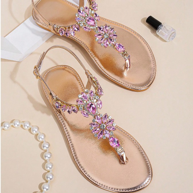 Sandalias africanas con pedrería dorada para mujer, chanclas de verano, pedrería resistente que no se desprenden, directamente de fábrica.