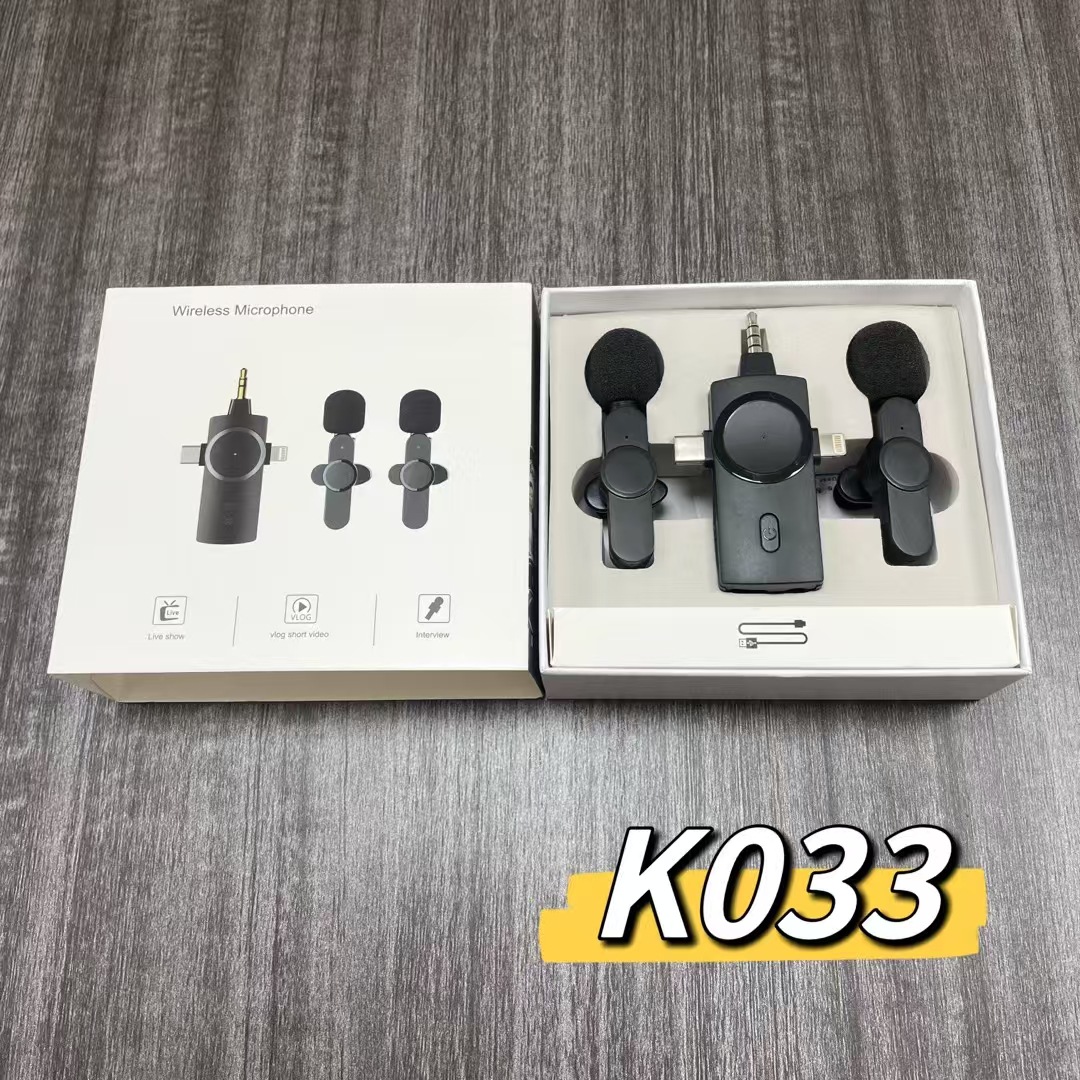 New Cross-Border K033 Wireless Microphone Wireless Lavalier Microphone 2.4g Radio Noise Reduction Wireless Microphone