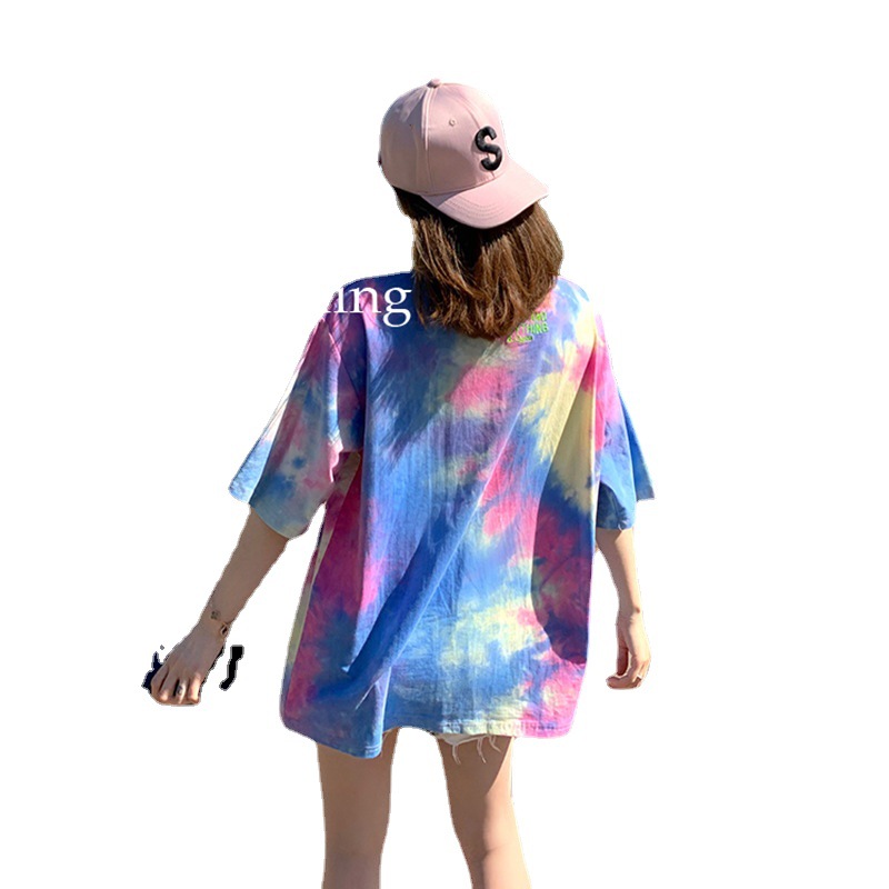 Japanese summer fashionable long T-shirt with a round collar
