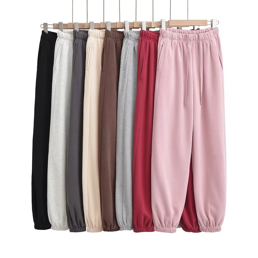 Versatile Lace-Up Casual Straight-Leg Pants for Women, 2025 Autumn and Winter New Style, Jogger Loose High-Waisted Sports Pants, Fashionable Patchwork