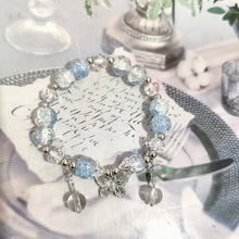 彩色珠蝴蝶手链女小众设计ins森系仙女甜美彩色珠手串送闺蜜礼物