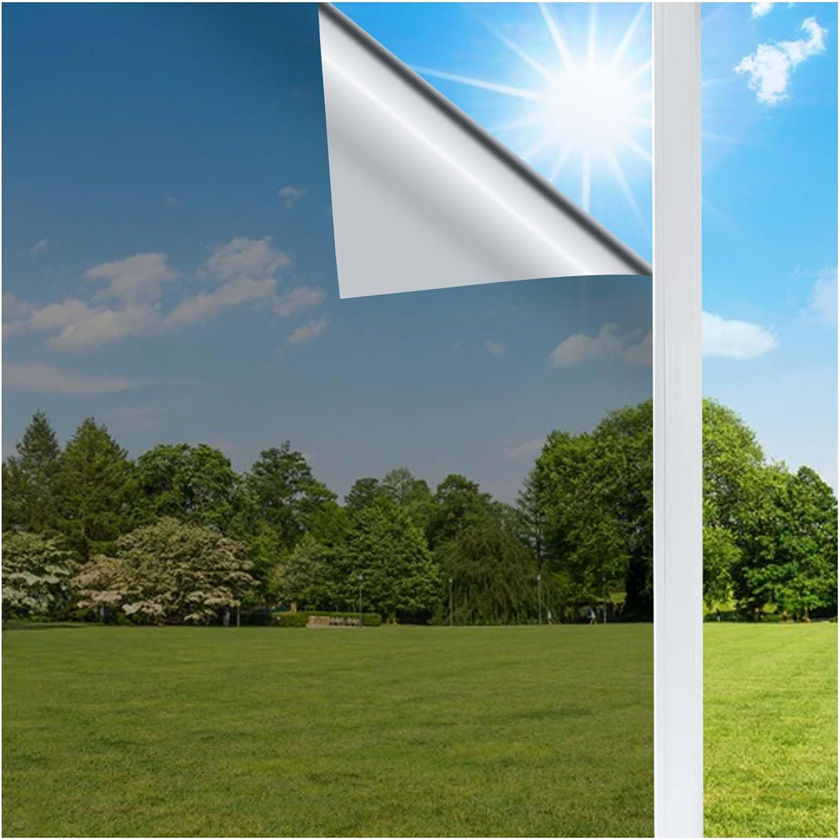 película de aislamiento térmico sin pegamento electrostático unidireccional película solar de plata edificio de oficinas balcón película de vidrio pegatinas de verano pegatinas de vidrio caliente