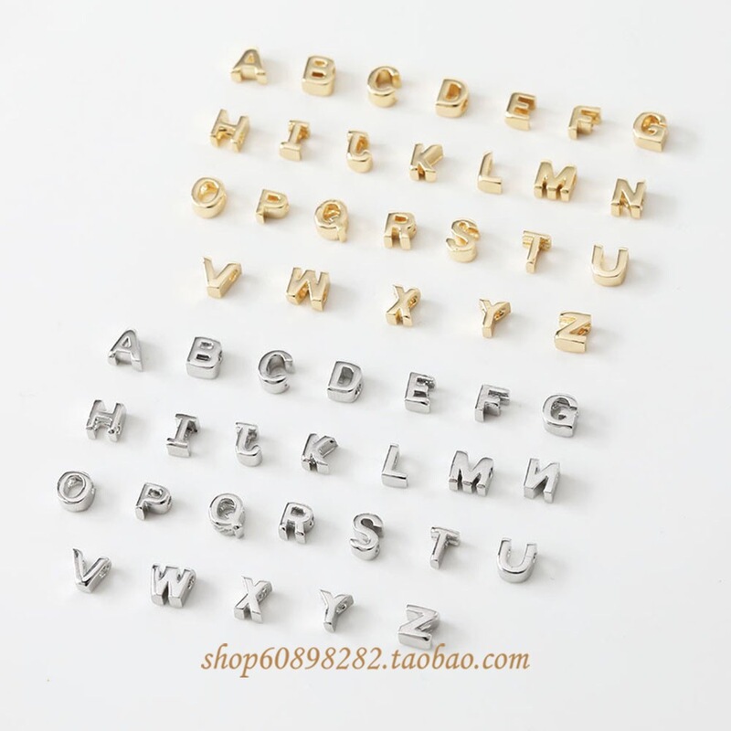 14K plating real gold color mini 26 small letter beaded necklace bracelet earring material accessories