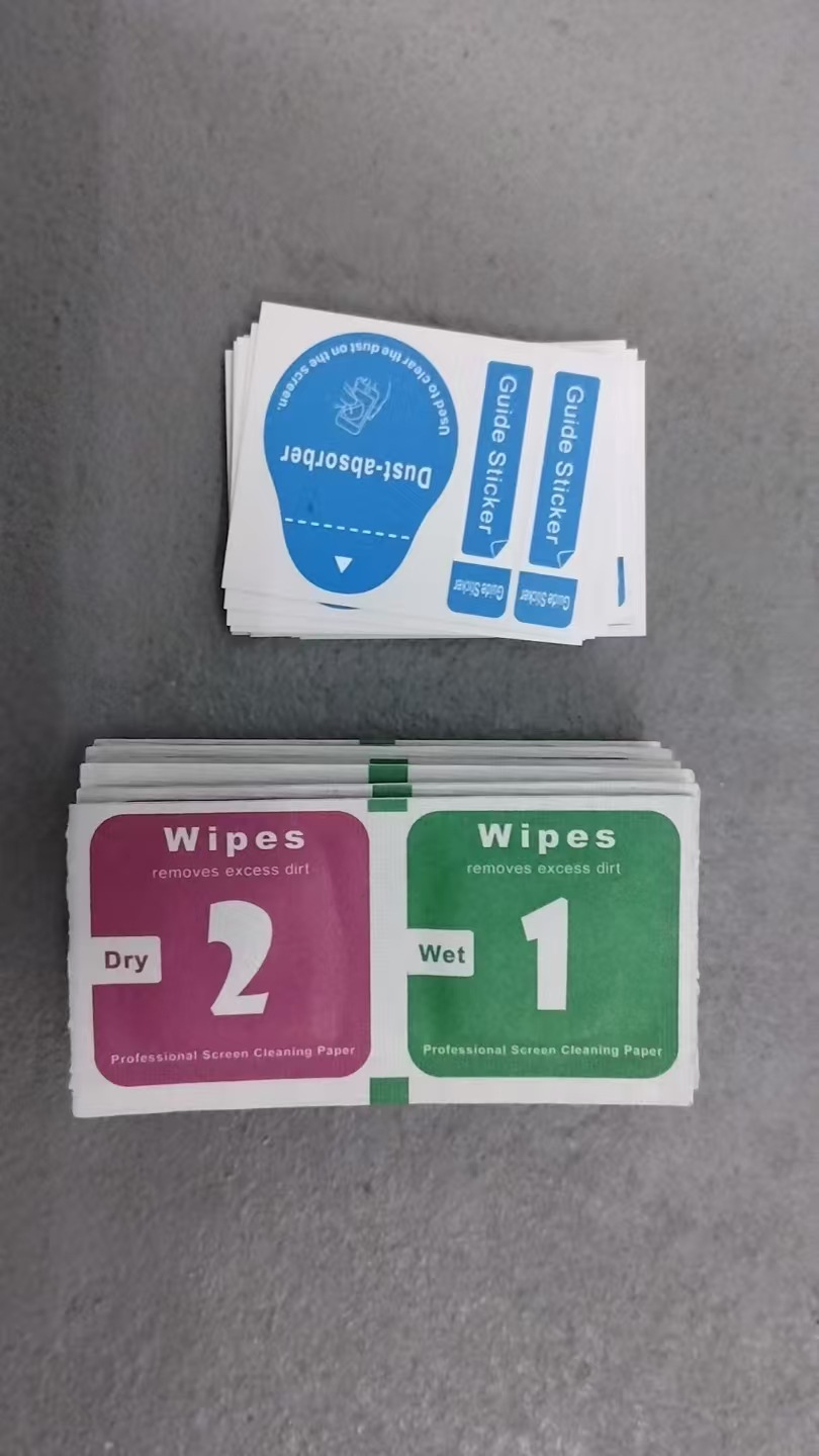 Tempered Glass Film Application Tool Kit 3-in-1 - Dry and Wet Alcohol Wipes Dust Removal Screen Cleaning Set with Application Assistance Tools