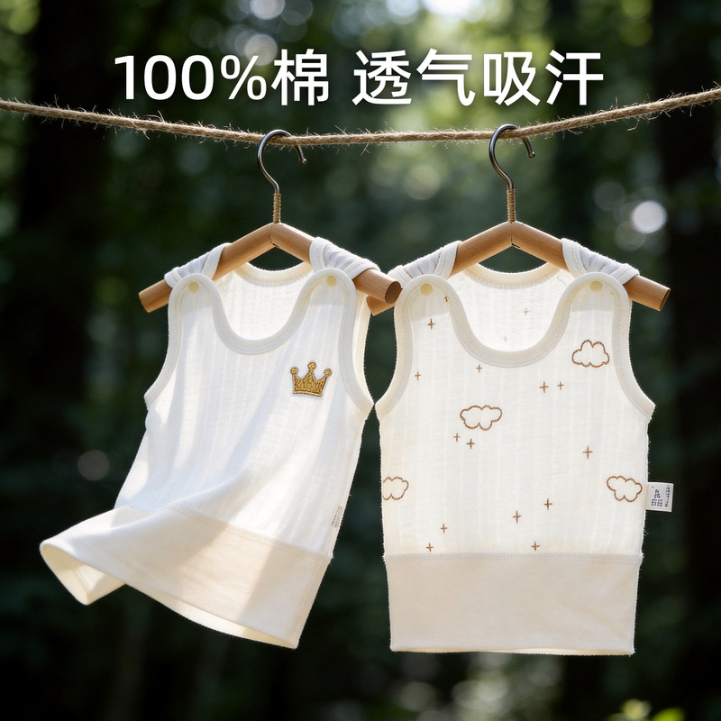 Baby Vest Summer Thin Style Class a Pure Cotton Ribbed Belly-Protecting Clothing for Newborns 0-3 Months Old to Wear as a Base Layer Baby Vest Summer Thin Style Class a Pure Cotton Ribbed Belly-Protecting Clothing for Newborns 0-3 Months Old to Wear as a Base Layer