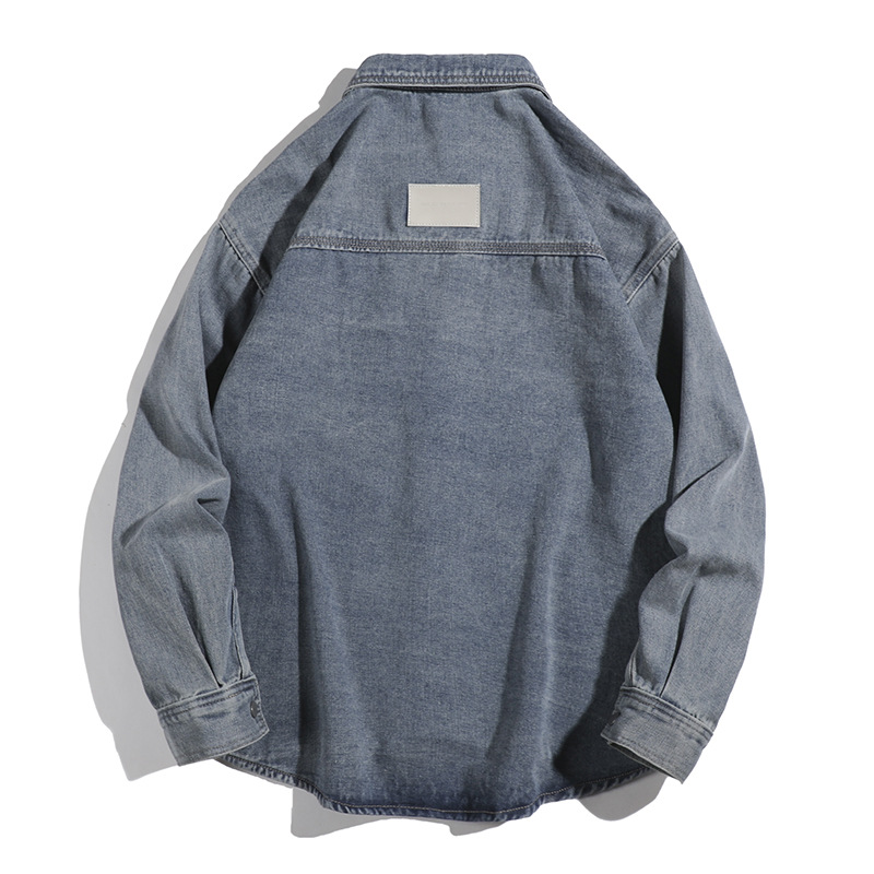 Camicia in denim retrò, giacca alla moda con colletto ampio, top da uomo_voghion.com