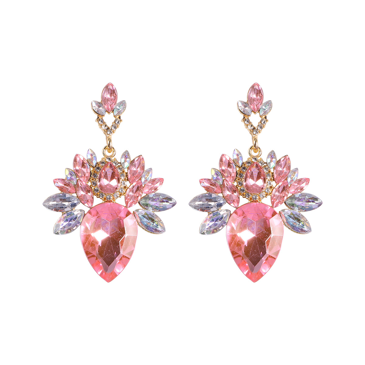 Sweet Water Droplets Alloy Inlay Rhinestones Drop Earrings 1 Pair display picture 6