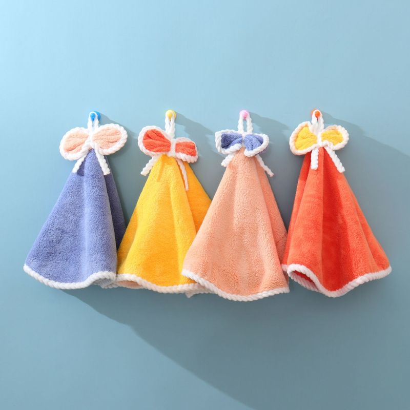 Coral Fleece Soft Absorbent Hand Towel Round Children Adult Household Hanging Towel Kindergarten LOGO Gift Towel